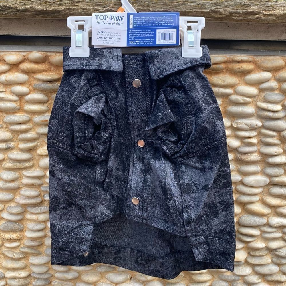 Top Paw Black Tie Dye Denim Dog Jacket. Size Medium. NWT - Picture 5 of 8